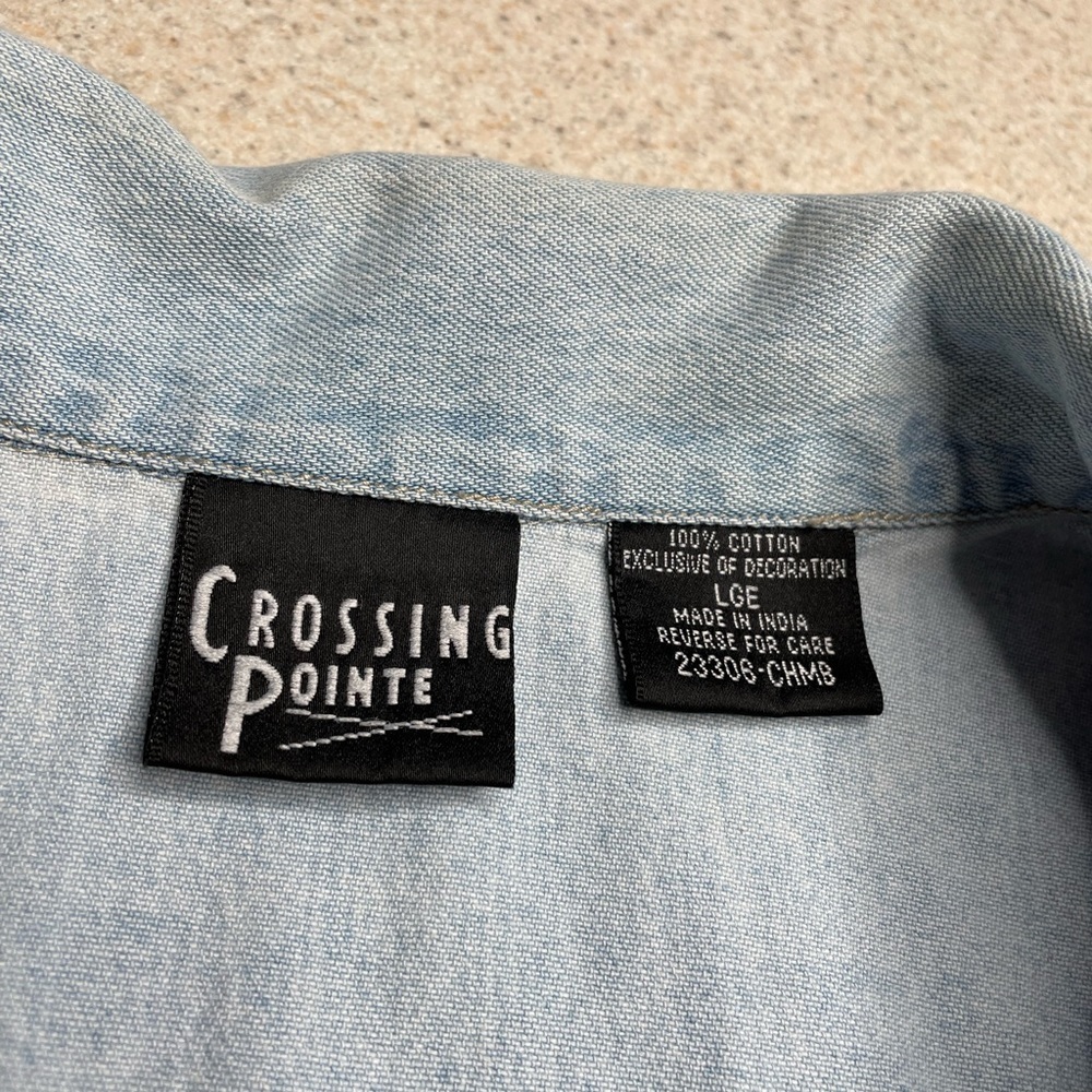 Denim Cotton Vest Colorful Contrast Stitching Size Large - Picture 2 of 7